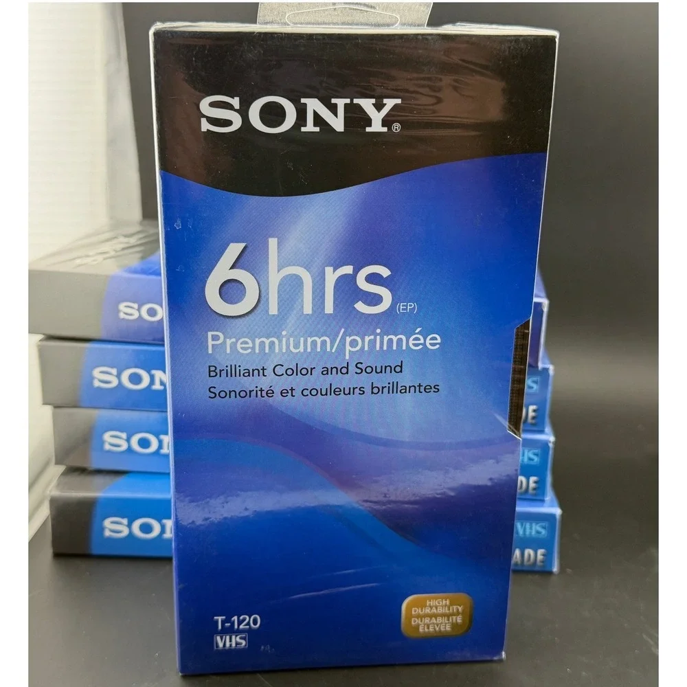 Blank VHS Tapes Lot of 9-Sony, Maxell, TDK, T120, 6 Hr Premium Grade, Sealed